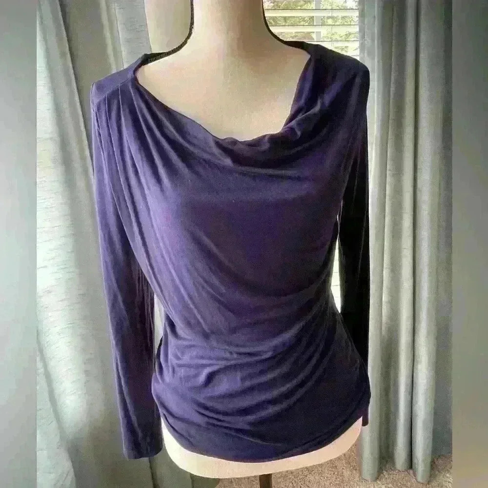 Lord & Taylor Long Sleeve Blue Scoop Neck Long Sleeve Top Size Small